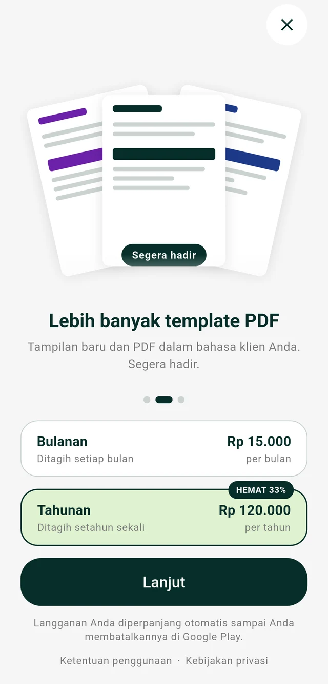 Premium paywall: more PDF templates, coming soon