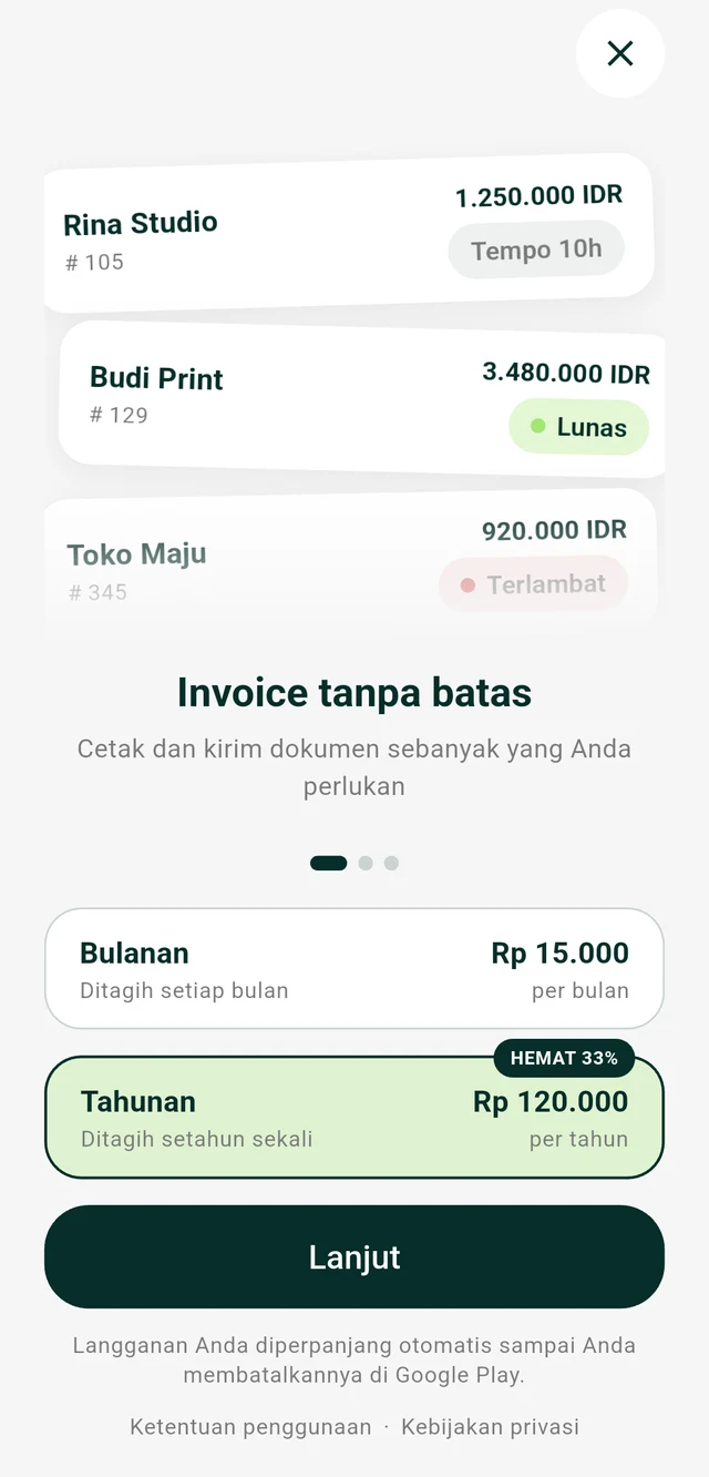 Premium paywall: unlimited invoices and plan choices